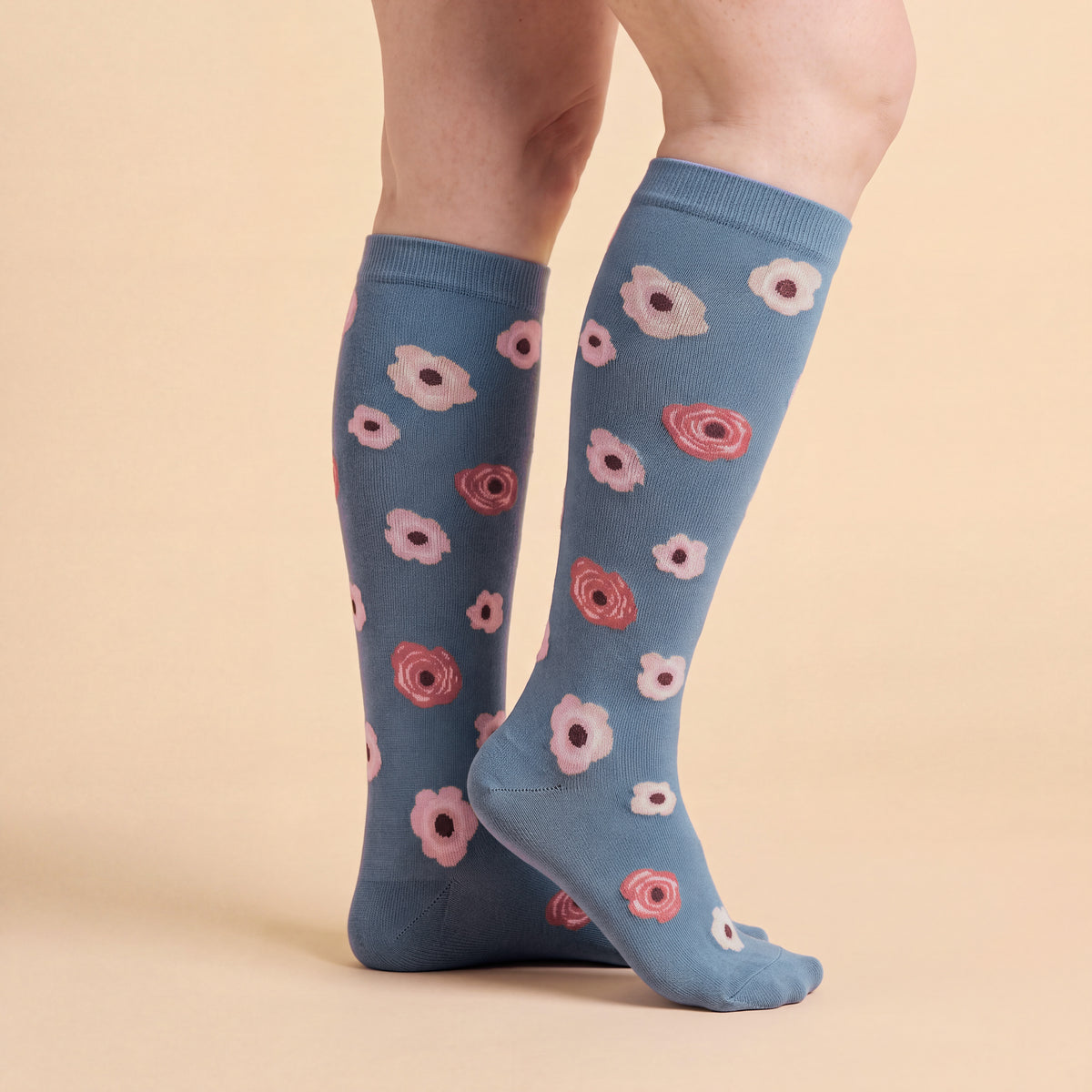 Floral Blue Compression Socks
